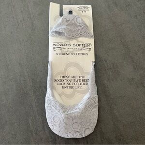 World's Softest Socks Lacey Footie Light Gray Women Size 6-11 Weekend Collection